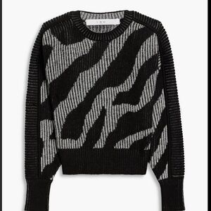 IRO Voryta ribbed animal print sweater Black and Gray crew neck M